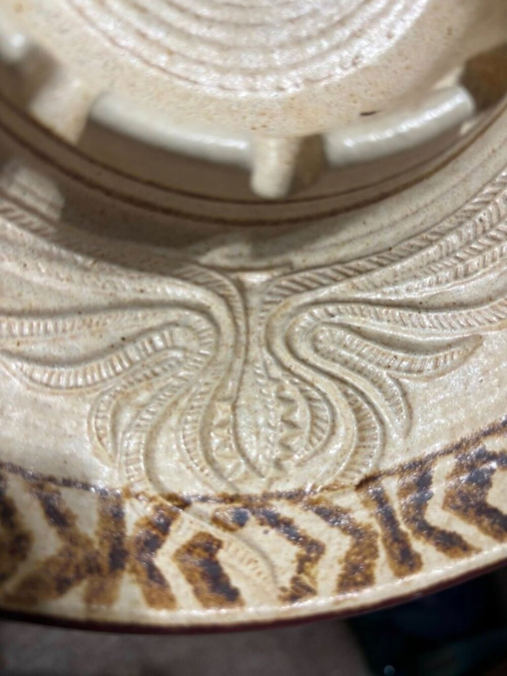 Vintage Pottery Craft USA 440 Large Studio Pottery Ashtray 10” MCM Brutalist Bow - Picture 2 of 6